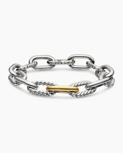 DY Madison® Chain Bracelet Sterling Silver with 18K Yellow Gold, 11mm