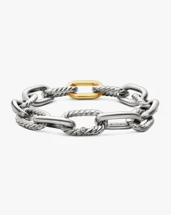 DY Madison® Chain Bracelet Sterling Silver with 18K Yellow Gold, 11mm