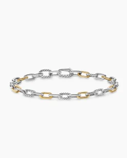 DY Madison® Chain Bracelet Sterling Silver with 18K Yellow Gold, 6mm