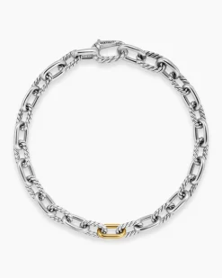 DY Madison® Chain Bracelet Sterling Silver with 18K Yellow Gold, 6mm