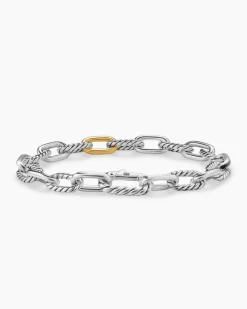 DY Madison® Chain Bracelet Sterling Silver with 18K Yellow Gold, 8.5mm