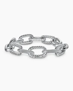 DY Madison® Chain Bracelet Sterling Silver with Diamonds, 11mm