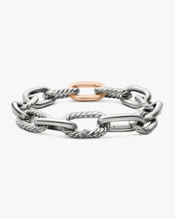 DY Madison® Chain Bracelet Sterling Silver with 18K Rose Gold, 11mm