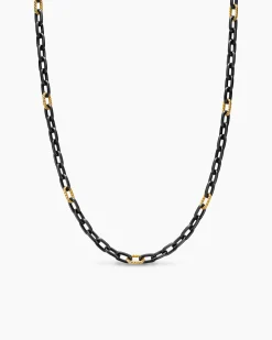 DY Madison® Chain Necklace Black Titanium with 18K Yellow Gold, 6mm