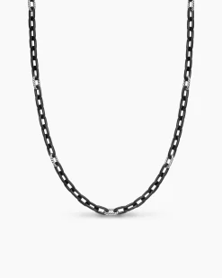 DY Madison® Chain Necklace Black Titanium with Sterling Silver, 6mm