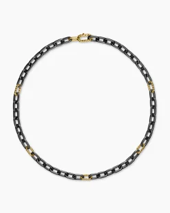 DY Madison® Chain Necklace Black Titanium with 18K Yellow Gold, 8.5mm