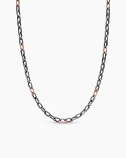 DY Madison® Chain Necklace Grey Titanium with 18K Rose Gold, 6mm
