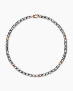 DY Madison® Chain Necklace Grey Titanium with 18K Rose Gold, 8.5mm