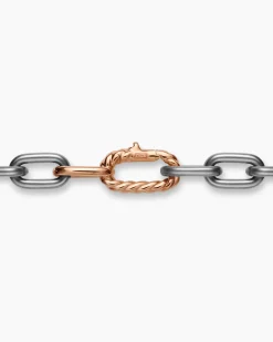 DY Madison® Chain Necklace Grey Titanium with 18K Rose Gold, 8.5mm