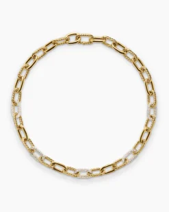 DY Madison® Chain Necklace 18K Yellow Gold with Diamonds, 11mm