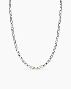 DY Madison® Chain Necklace Sterling Silver with 18K Yellow Gold, 6mm