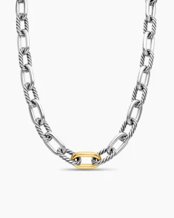 DY Madison® Chain Necklace Sterling Silver with 18K Yellow Gold, 13.5mm