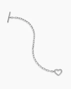 DY Madison® Heart Toggle Chain Bracelet Sterling Silver with Diamonds, 3mm