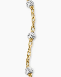 DY Madison® Pavé Bead Chain Bracelet 18K Yellow Gold with Diamonds, 3mm