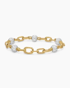 DY Madison® Pavé Bead Chain Bracelet 18K Yellow Gold with Diamonds, 6mm