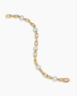 DY Madison® Pavé Bead Chain Bracelet 18K Yellow Gold with Diamonds, 6mm