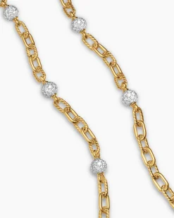 DY Madison® Pavé Bead Chain Necklace 18K Yellow Gold with Diamonds, 6mm