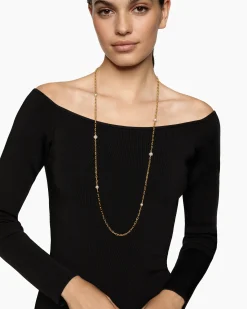 DY Madison® Pavé Bead Station Necklace 18K Yellow Gold with Diamonds, 3mm
