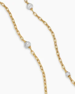 DY Madison® Pavé Bead Station Necklace 18K Yellow Gold with Diamonds, 3mm
