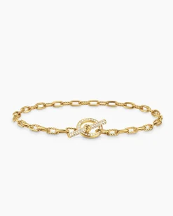 DY Madison® Pavé Toggle Chain Bracelet 18K Yellow Gold with Diamonds, 3mm
