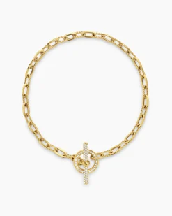 DY Madison® Pavé Toggle Chain Bracelet 18K Yellow Gold with Diamonds, 3mm