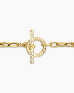 DY Madison® Pavé Toggle Chain Bracelet 18K Yellow Gold with Diamonds, 3mm