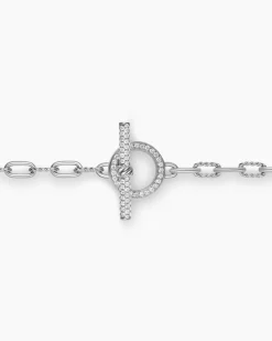 DY Madison® Pavé Toggle Chain Necklace Sterling Silver with Diamonds, 3mm