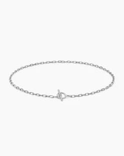 DY Madison® Pavé Toggle Chain Necklace Sterling Silver with Diamonds, 3mm