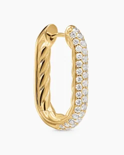 DY Madison® Smooth Hoop Earrings 18K Yellow Gold with Diamonds, 24.3mm