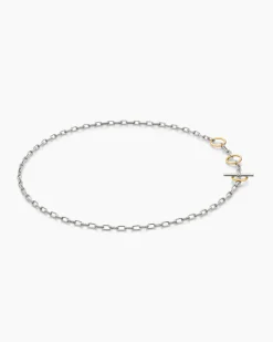 DY Madison® Three Ring Chain Necklace Sterling Silver with 18K Yellow Gold, 3mm