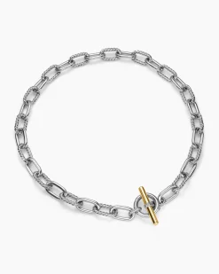 DY Madison® Toggle Chain Necklace Sterling Silver with 18K Yellow Gold, 11mm