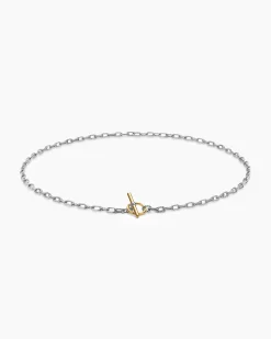 DY Madison® Toggle Chain Necklace Sterling Silver with 18K Yellow Gold, 3mm
