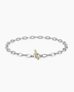 DY Madison® Toggle Chain Necklace Sterling Silver with 18K Yellow Gold, 8.5mm