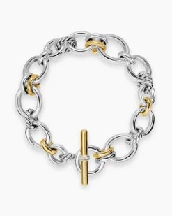 DY Mercer® Chain Bracelet Sterling Silver with 18K Yellow Gold and Diamonds, 8mm