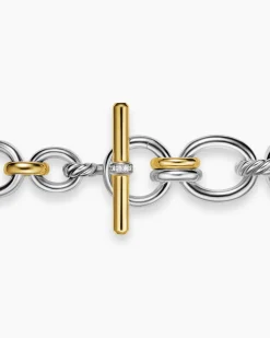 DY Mercer® Chain Bracelet Sterling Silver with 18K Yellow Gold and Diamonds, 8mm