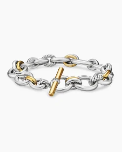 DY Mercer® Chain Bracelet Sterling Silver with 18K Yellow Gold and Diamonds, 8mm