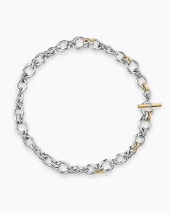 DY Mercer® Chain Necklace Sterling Silver with 18K Yellow Gold and Diamonds, 8mm
