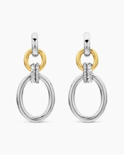 DY Mercer® Circular Drop Earrings Sterling Silver with 18K Yellow Gold and Diamonds, 50mm