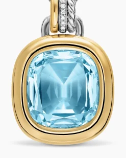 DY Mercer® Color Amulet Sterling Silver with 18K Yellow Gold, Sky Blue Topaz and Diamonds, 17mm