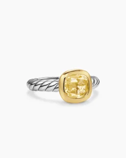 DY Mercer® Color Stone Ring Sterling Silver with 18K Yellow Gold and Champagne Citrine, 7mm