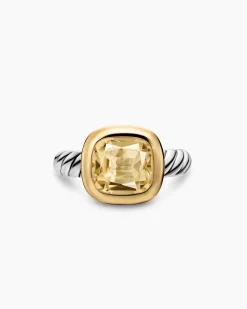 DY Mercer® Color Stone Ring Sterling Silver with 18K Yellow Gold and Champagne Citrine, 10mm