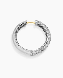DY Mercer® Hoop Earrings Sterling Silver with Diamonds, 25.4mm