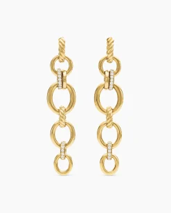 DY Mercer® Linked Drop Earrings 18K Yellow Gold with Diamonds, 68mm