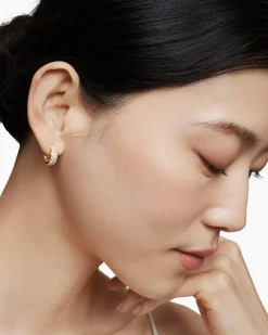 DY Mercer® Micro Hoop Earrings 18K Yellow Gold with Diamonds, 13.5mm