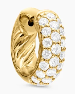 DY Mercer® Micro Hoop Earrings 18K Yellow Gold with Diamonds, 13.5mm