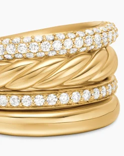 DY Mercer® Multi Row Ring 18K Yellow Gold with Diamonds, 14mm