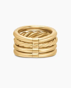 DY Mercer® Multi Row Ring 18K Yellow Gold with Diamonds, 14mm