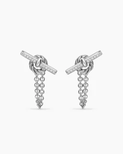 DY Mercer® Petite Toggle Chain Stud Earrings Sterling Silver with Diamonds, 38.2mm