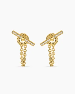 DY Mercer® Petite Toggle Chain Stud Earrings 18K Yellow Gold with Diamonds, 38.2mm