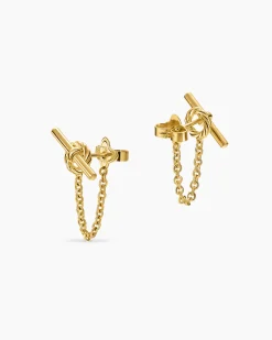 DY Mercer® Petite Toggle Chain Stud Earrings 18K Yellow Gold, 38.2mm